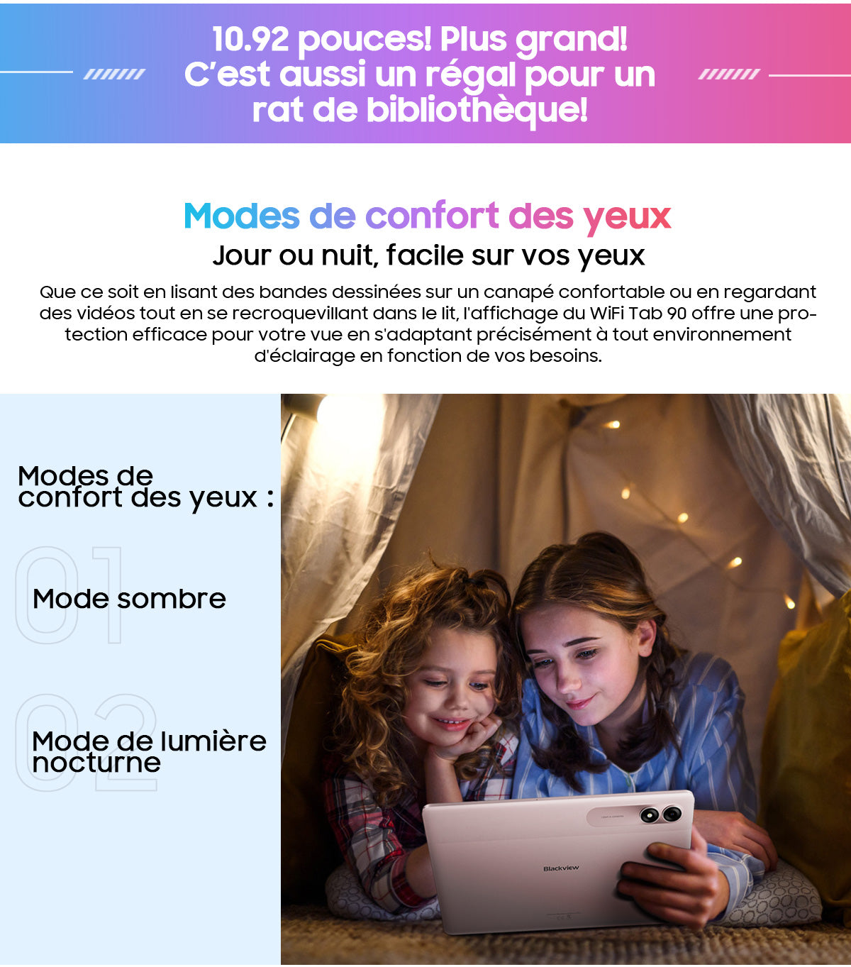 Tablette PC Android Blackview Tab 90 WiFi de 10,92 pouces