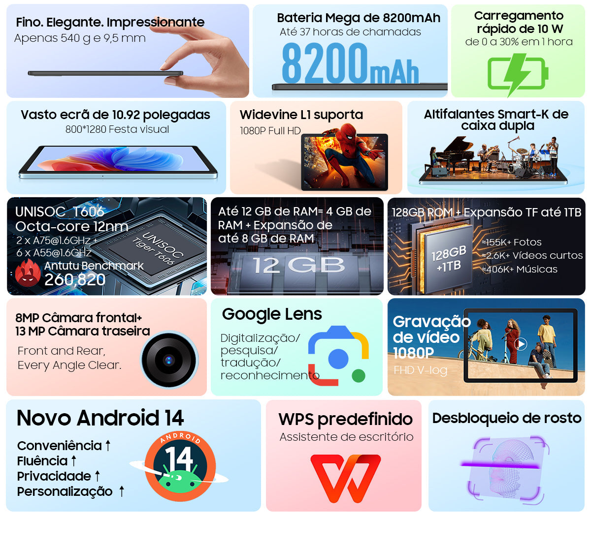 Blackview Tab 90 WiFi Tablet PC Android de 10,92 polegadas