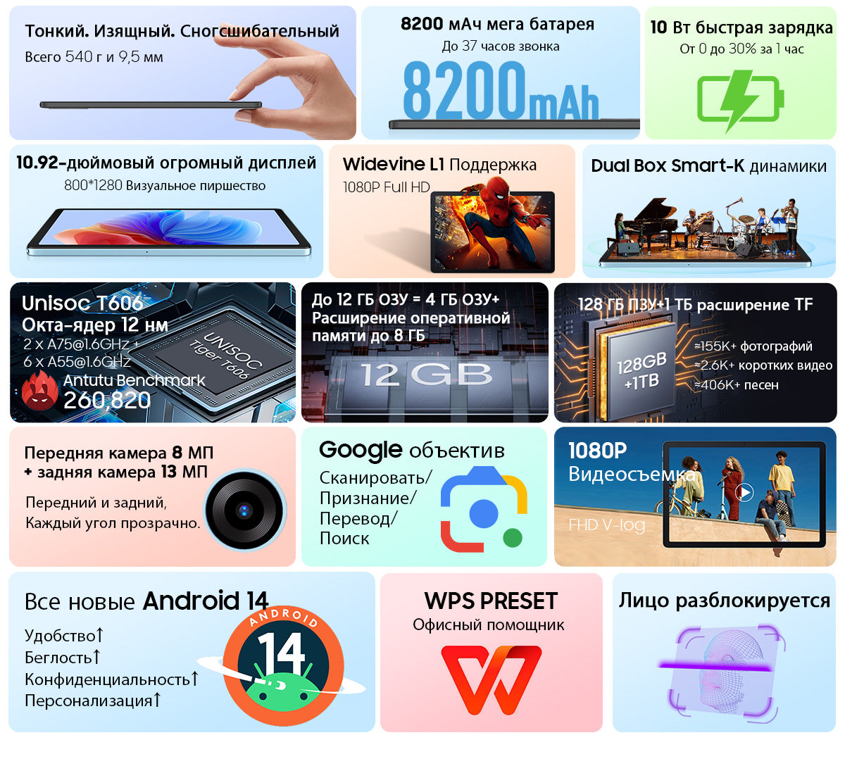 Планшет Blackview Tab 90 WiFi с экраном 10.92 дюйма на Android
