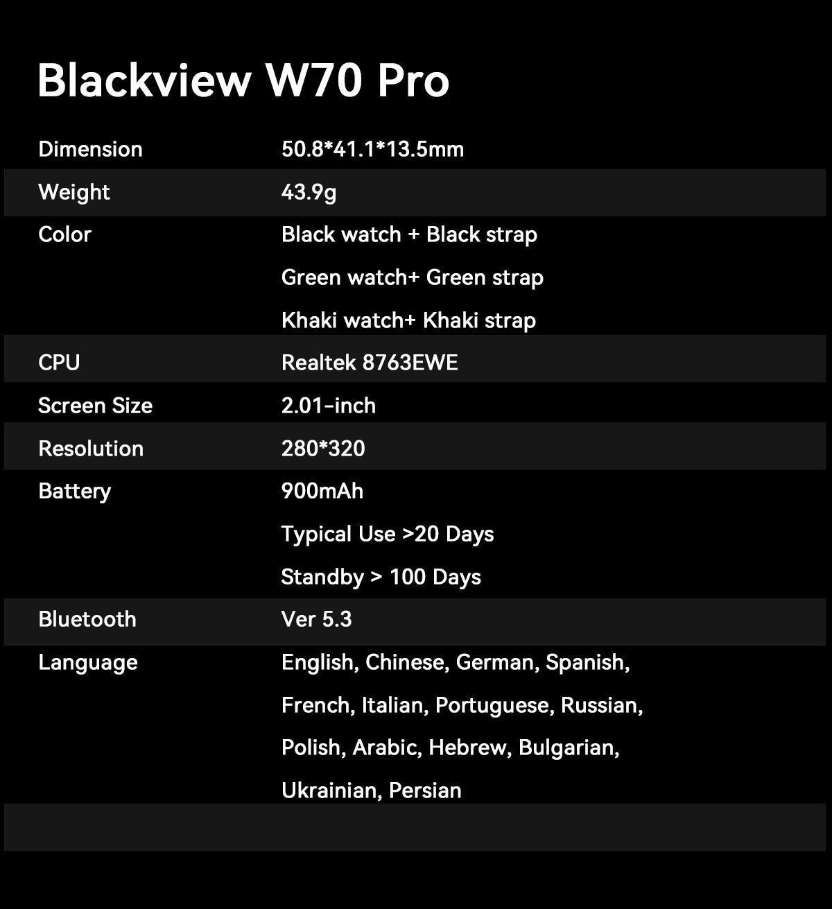 Blackview W70 Pro Outdoor-Smartwatch