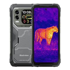 Back and front of the black Blackview XPLORE 1 Pro rugged thermal imaging phone.
