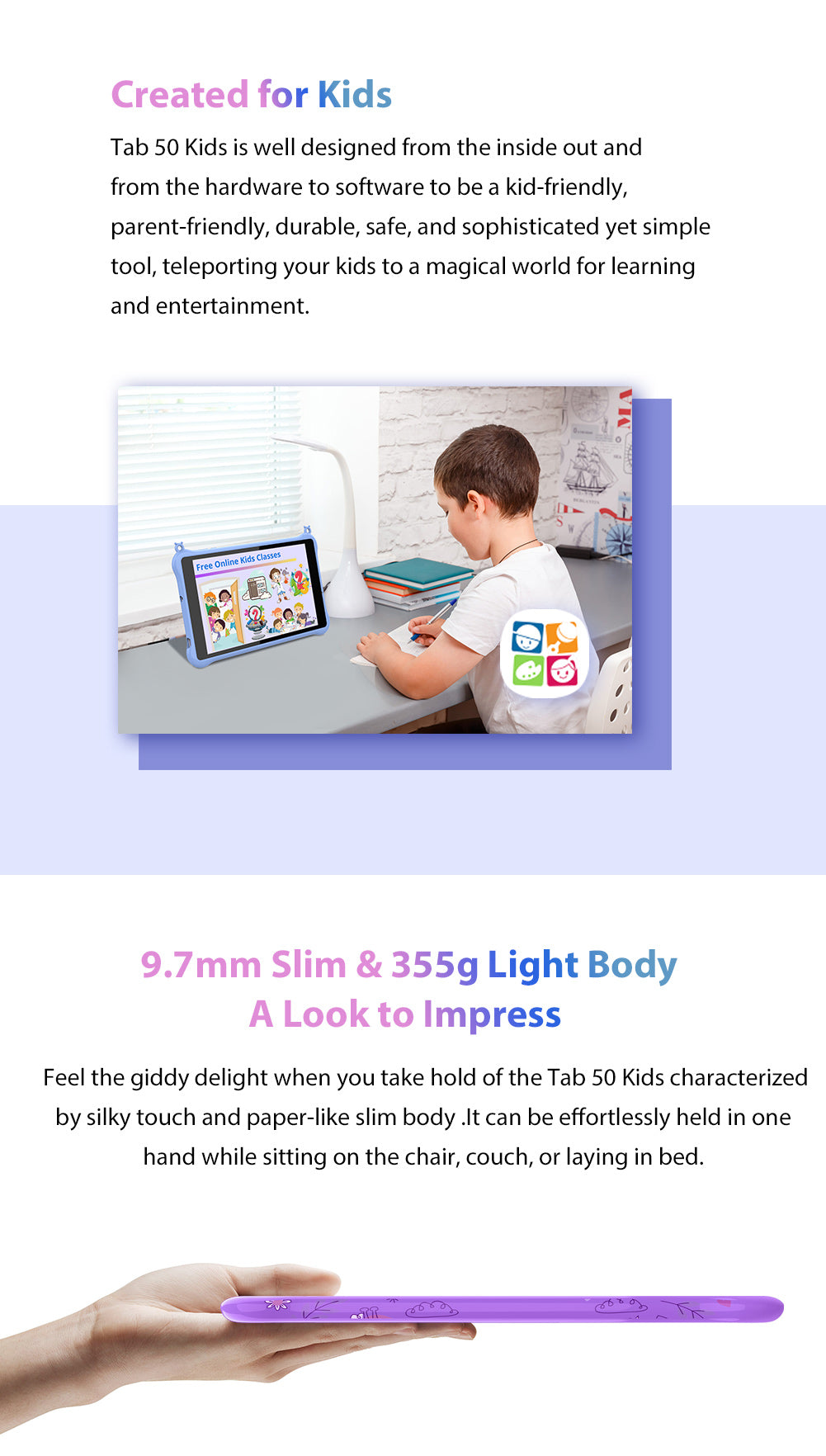 40€ sur BLACKVIEW Tab 50 Kids Tablette Enfant 8 HD 6Go+64Go/SD 1To